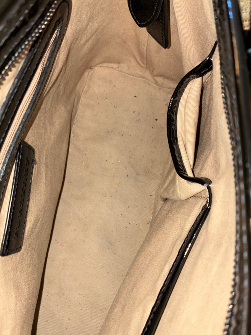 Burberry Beige Check Messenger Bag and wallet with Black Patent Trim - Picture 5 of 8